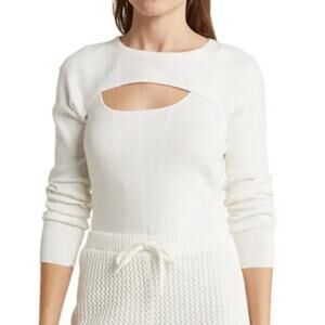 Toccin White Long Sleeve Sweater Shrug Sz S